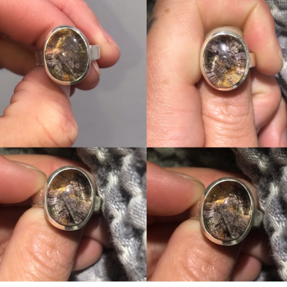 lodolite also known as garden quartz ring /sterling silver size 8